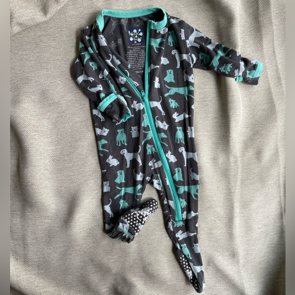 Kickee Pants footie, dog pattern, 0-3 months